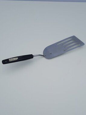 Vintage Foley Slotted Angled Spatula Flexible Blade Black Handle USA